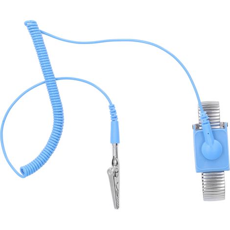 Bracelet antistatique ESD avec câble de mise à la terre 1,8 m, sangle métallique pour atelier, couleur métal (1/5)