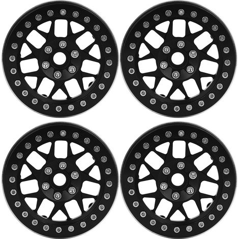 Lot de 4 moyeux de roue en métal pour voitures RC SCX10/D90/TRX-4 1/10 (crawler RC 2,2 pouces, noir) (1/5)