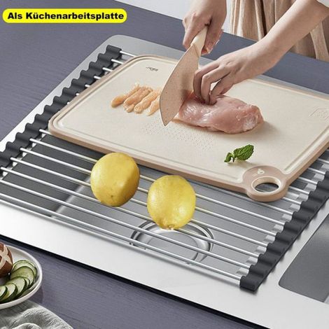 Égouttoir À Vaisselle - Acier Inoxydable 304 - Pliable Et Amovible - Pour Évier Cuisine - 1 Pièce (1/5)