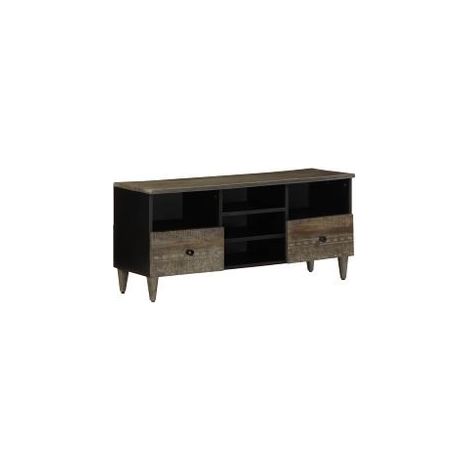 Meuble TV noir 100x33x46 bois massif de manguier (1/5)