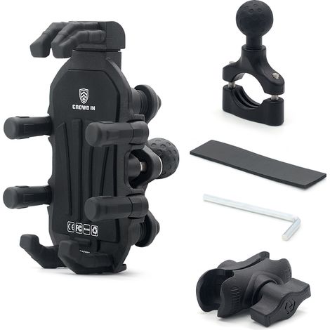 Support Téléphone Moto - Support Aluminium Réglable avec Plaque Anti-Vibration - Compatible Smartphones 11 2 à 16 6 cm - Rotation 360° - 1 Pièce (1/5)