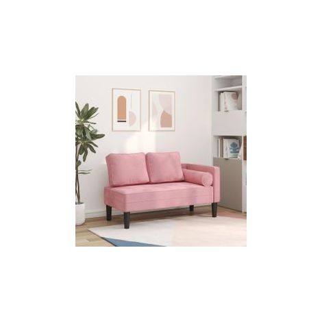Chaise longue avec coussins rose velours (1/5)