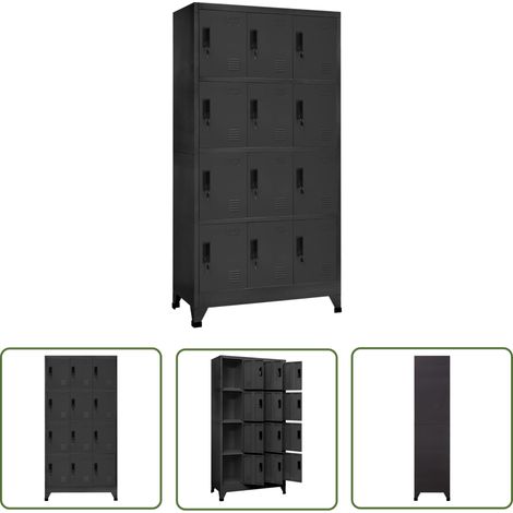 The Living Store Armoire à casiers Anthracite 90x45x180 cm Acier - Armoire Métallique - Meuble De Rangement - Armoire À Casiers - Armoire Scolaire - Armoire De Bureau (1/5)