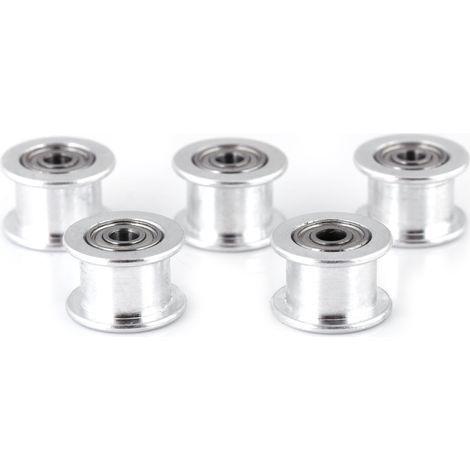 5 pezzi di puleggia di distribuzione in alluminio 2GT accessorio per stampante 3D (L6mm, 16T, foro 3, senza denti).