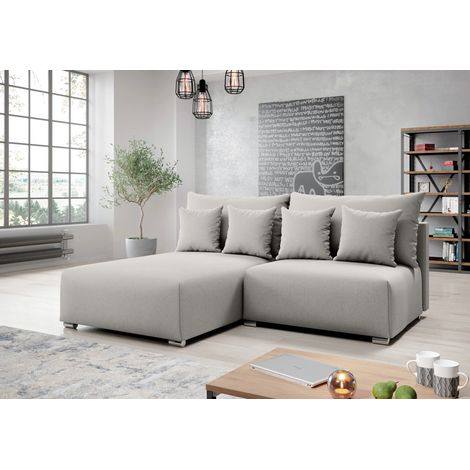 AX LIVING Ecksofa mit Schlaffunktion Ederra 208 cm breit – hellgrau L
