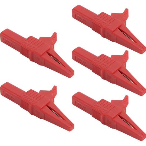Lot de 5 pinces de test de sécurité J.60039 multifonctions avec douille de 4 mm pour instruments électroniques (rouge) (1/5)