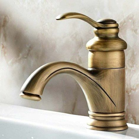 Antique Retro Robinet.De Bain Bassin Européen.Chaud Et Froid Lavabo De La Salle De Bains Mitigeur en Bronze Finition. Lave-Mains Robinet d'eau (1/4)