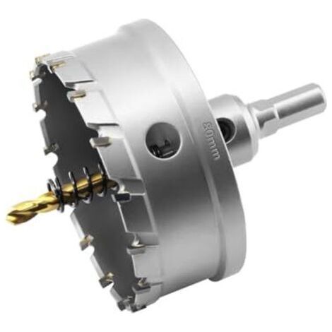 Scie cloche en carbure de 80 mm pour métaux, scie cloche professionnelle TCT pour métaux, acier inoxydable, fer, aluminium, laiton et plastique