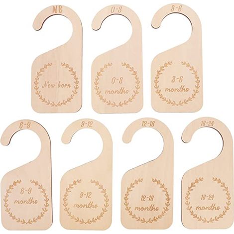 Lot de 7 séparateurs en bois pour penderie bébé, organiseur de vêtements pour placard chambre enfant, diviseurs d'armoire (1/5)