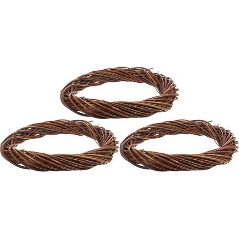 Lot de 3 Couronnes de Vigne en Rotin 30 Cm, Couronne Ronde Fine en Rotin Naturel pour Décoration de Mariage et Noël, Guirlande Artisanale Légère pour Loisirs Créatifs et Fête