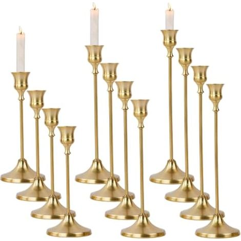 Lot de 12 bougeoirs dorés