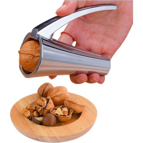 Nutcracker, fits all nuts, minimal effort to crack hard shells, no flying shells and no pinched fingers, Silver. (1/5)
