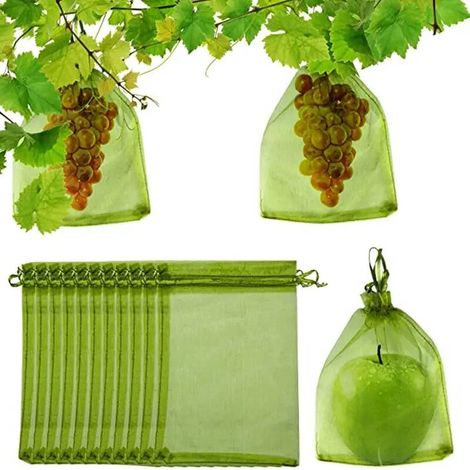 Lot de 100 sacs de protection pour arbres fruitiers, sacs de jardinage, sacs isolants avec cordon de serrage ，1015cm