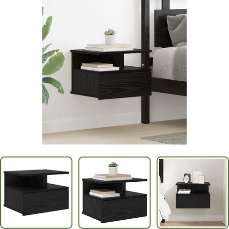 vidaXL Mesita Flotante Roble Negro 40 x 31 x 28 cm (1/5)