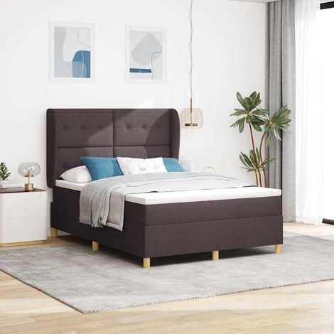 vidaXL Boxspringbett mit Kopfteil Dunkelbraun 190 x 140 cm Stoff (1/5)