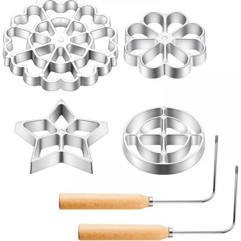 Moules à gaufres en forme de rosette (6 pièces), en alliage d'aluminium, compatibles avec les poignées standard (1/5)