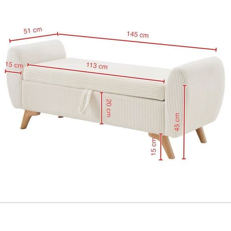 Klappbare Cord-Sitzbank mit Stauraum & Holzbeinen – 145×51×57 cm, für Schlafzimmer, Wohnzimmer & Flur (1/5)