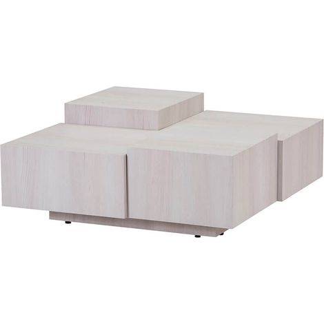 HOME DELUXE - Couchtisch NAYELI - Helle Holzoptik , Größe: 96 x 96 x 39 cm , - MDF Platte, ohne Montage I Wohnzimmertisch Beistelltisch Sofatisch Couchtisch Sofatisch Tisch Wohnzimmertisch (1/5)