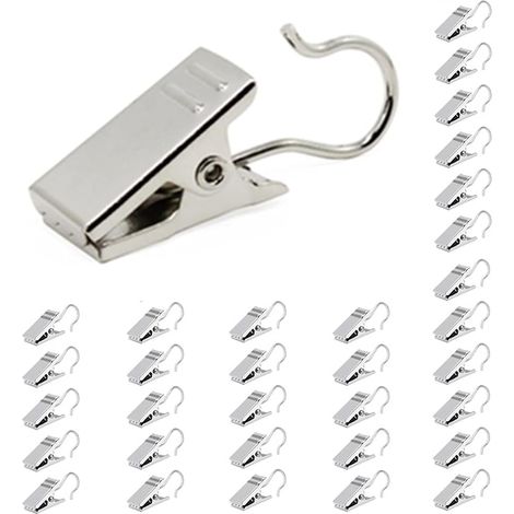 Packung mit 100 Metallclips und Haken für Gardinen, Zubehör zum Aufhängen von Gardinen, Fotos, Innendekorationen und Gegenständen im Außenbereich. (1/5)