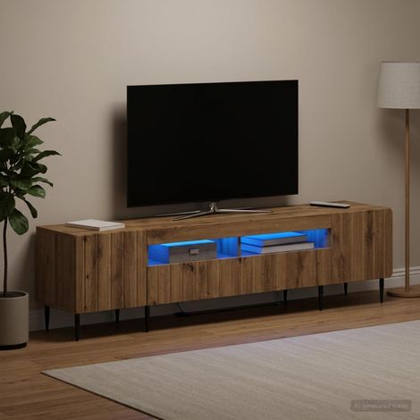 vidaXL 3 Piece LED TV Cabinet ZWOLLE Artisan Oak Engineered Wood (1/5)