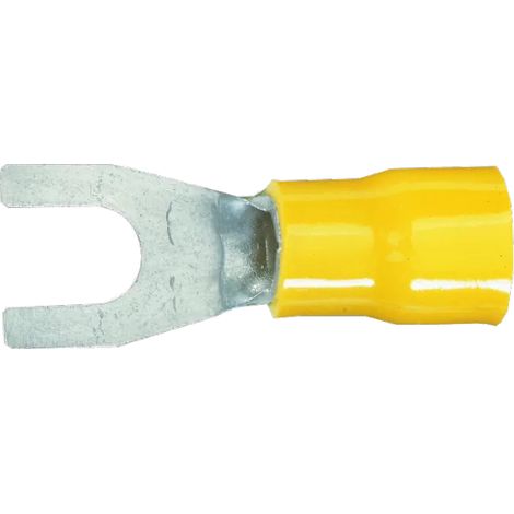 Klauke 650C/5E Vorisolierte gelbe Gabel-Crimpkabelschuhe 6 mm² - M5 - Packung mit 50 Stück