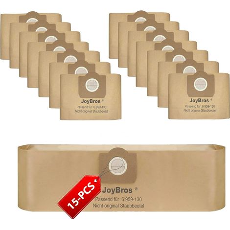 15 - Sacs à poussière - Filtre papier - Pour aspirateur eau et poussière - Compatible Karcher WD3 - Avec désodorisant - Marron - 80x22cm (1/5)