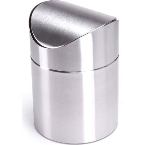Cestino da tavolo in acciaio inox con coperchio a ribalta – Design elegante, ideale per cucina, bagno e cosmetici.