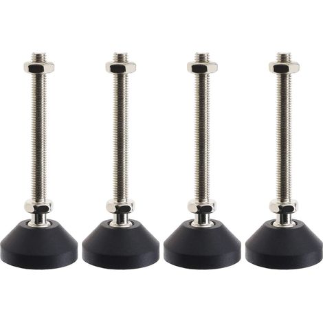 Pied Réglable 4 Pièces Pied Reglable M8 x 50mm Pied Reglable pour Meuble Pied de Meuble Metal Pied Reglable en Hauteur Vis de Réglage pour Pieds de Meuble avec Écrou