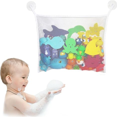 2 PCS Rangement Jouet Bain, Filet Jouet Bain Bebe, Organisateur de Jouets de Bains 34x45cm, Sac de Stockage en Maille Respirante pour Salle de Bains, Chambre et Salon (1/5)