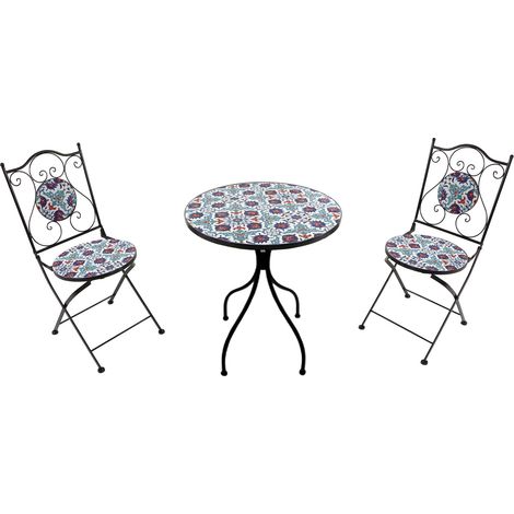 Axi Amélie Table Et Chaise Bistrot, 2 Chaises 1 Table, Ensemble Bistro Extérieur - Bleu Vif Salon De Jardin Bistrot, Table Bistrot Mosaique Pour Jardin/Balcon/Terrasse (1/5)