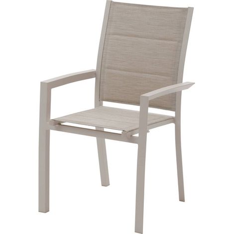 Poltrona da giardino impilabile allure beige e avena alluminio e texalina - Hespéride (1/4)