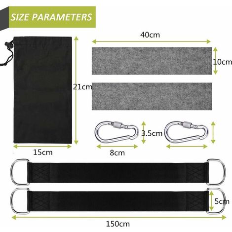 Hamac sangles Sangle Balancoire Suspendu Ultra Résistant Coussin Plus épais, Deux Crochets (1/4)