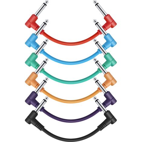 Guitare Patch Câble Jack 6,35mm Mono, 15CM Cordons Patch Colorés pour Pédales D'effet Guitare/Basse, Pack de 6 (1/5)