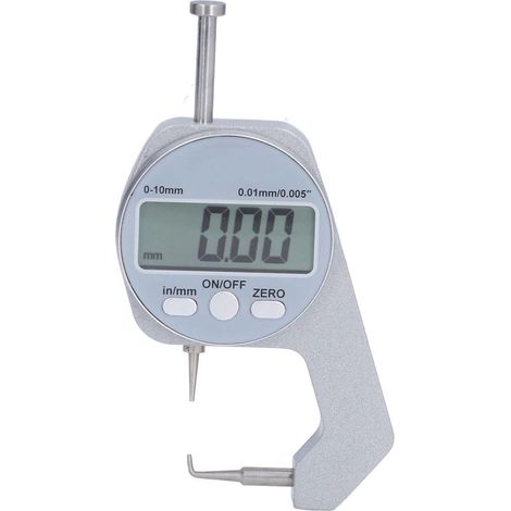 Dickenmessgerät von 0 mm bis 10 mm mit digitalem LCD-Display und gebogener Spitze – Mini-Dickenmessgerät zur Dickenmessung weicher Materialien (1/5)