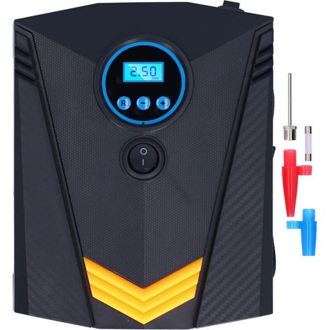 Digital Tire Inflator with LED Light, Portable and Automatic, for Car, Bicycle, Motorcycle, 12V, Black. (1/5)