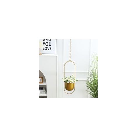 Jardinières suspendues en métal - Pour plantes d'intérieur - Style bohème moderne - Décoration d'intérieur minimaliste - Doré