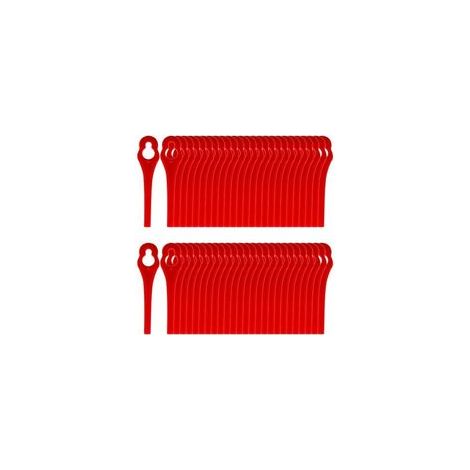 Promotion 100pcs Lames en Plastique de Rechange pour Coupe Bordure Lame de Tondeuse à Gazon Lames pour Débroussailleuse sans Fil Lames de Coupe de Remplacement pour Jardin Pelouse (L83 rouge 10×5mm) (1/4)