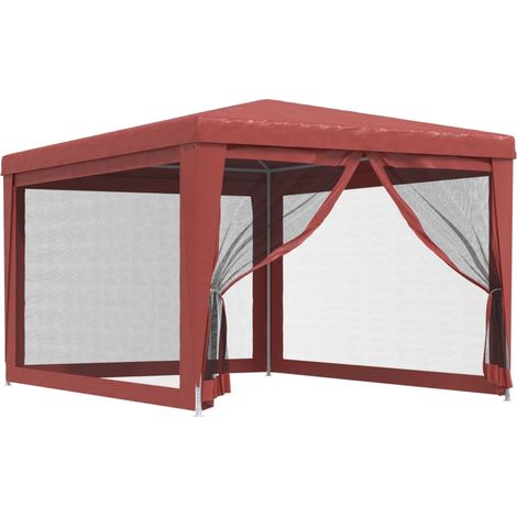 Maison Exclusive - Partyzelt mit 4 Mesh-Seitenwänden Rot 3x4 m HD