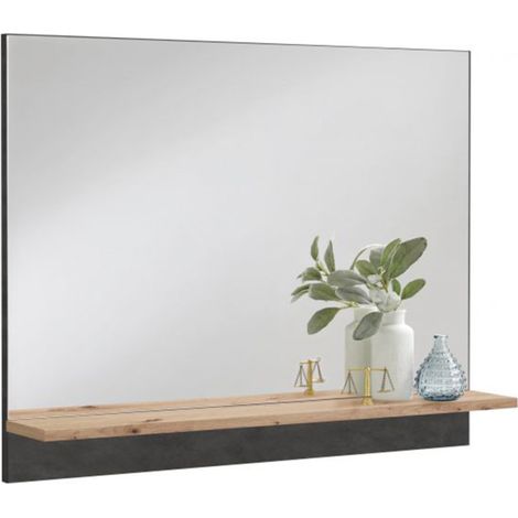 Miroir Mural Design "Malea" 80cm Chêne (1/3)