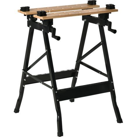 Banco da lavoro pieghevole con 4 morsetti di serraggio, portata 150 kg, 63,5x60,5x78 cm, nero (1/5)