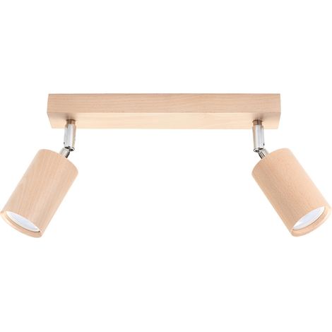 Lámpara de techo tearix 2 GU10 madera natural lumilo 07.123.02 (1/5)