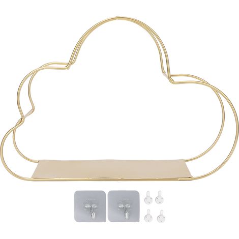 Étagère murale décorative en métal forme nuage, organiseur suspendu à fixer au mur pour salle de bain et maison, rangement mural pratique. (1/5)