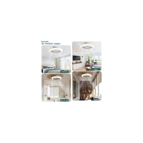 Ventilateur de plafond sans pales 46 cm – Moteur CC réversible – Éclairage réglable 60W – Télécommande avec minuterie – Design moderne blanc