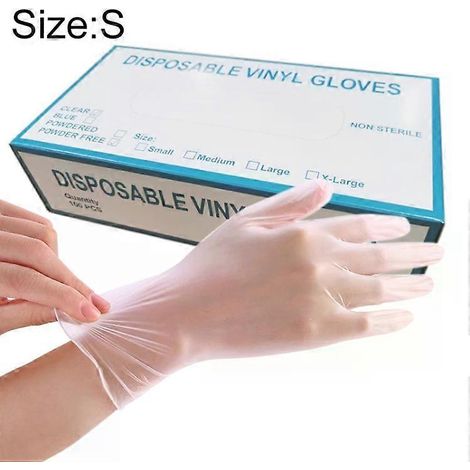 Gants d'examen jetables en PVC - 100 gants de protection transparents, taille S - (1/5)