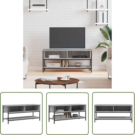 The Living Store Meuble TV sonoma gris 100x35x45 cm bois d'ingénierie - Meuble Tv - Meuble Téléviseur - Support Tv - Unité Tv - Design Industriel (1/5)