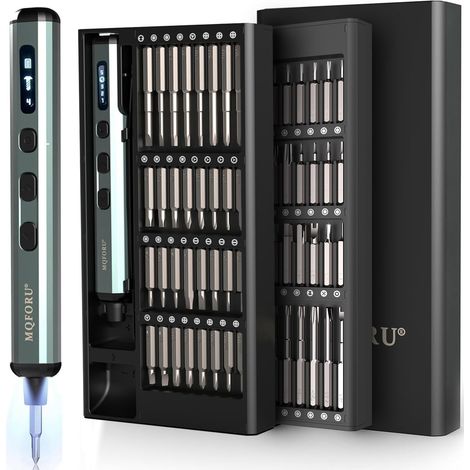 Mini Tournevis Electrique Sans Fil, 72 en 1 Kit Tournevis de Précision avec 64 Embouts Magnétiques, 5 Réglages de Couple, écran LED, pour Travail de Précision Téléphone Montre Appareil Photo (1/5)