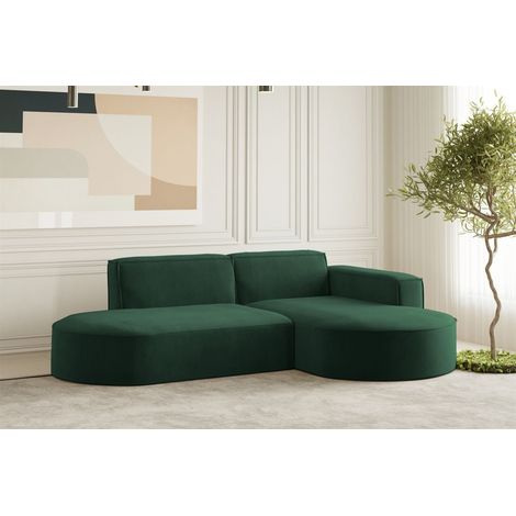 Ecksofa Designersofa PALMA XS in Stoff Noel Grün Ottomane Rechts (1/2)