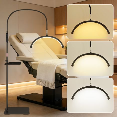 Puluomis Lampadaire LED demi-lune, Réglable en hauteur 120-155cm, Luminosité et température de couleur réglables, avec plateau,Télécommande,Pour maquillage,streaming,soins de beauté, manucures (1/5)
