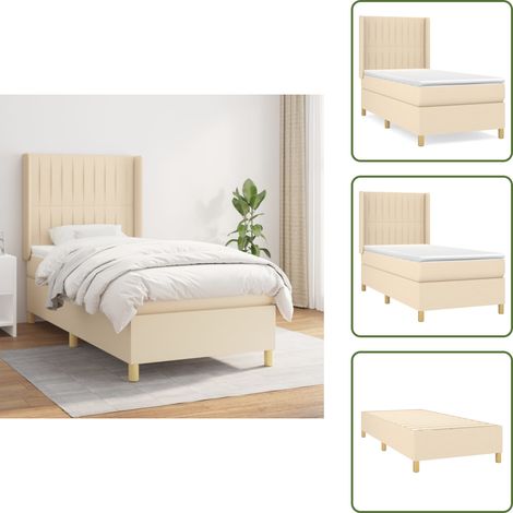 Boxspringbett mit Matratze Creme 100x200 cm Stoff - Boxspringbett - Doppelbett - Cremefarbenes Bett - Bettenrahmen - Lattenrost (1/5)