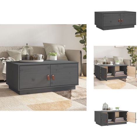 Table basse Gris 80x50x35 cm Bois massif de pin - Table Basse - Meuble Salon - Table D'appoint - Table Design - Bois Massif (1/5)